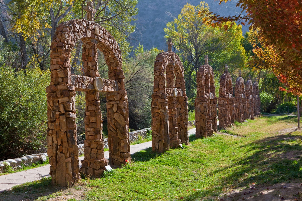 Crosses on the grounds of the Santuario de Chimayó in northern New Mexico