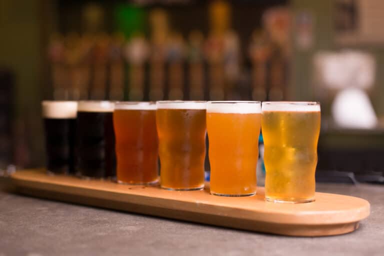 Flight of beers found at the best Santa Fe Breweries