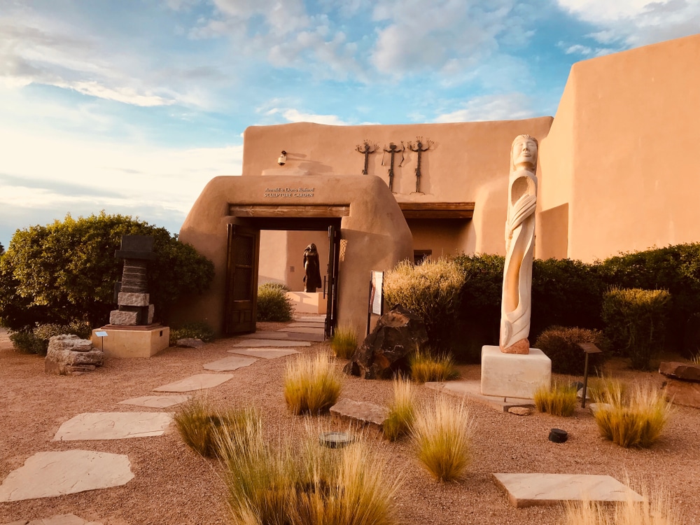 The exterior sculpture garden of the Sante Fe Museum of Indian Arts & Culture, one of the best museums in Santa Fe