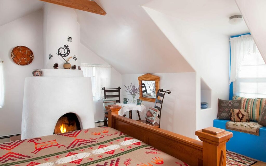 Cozy Kiva fireplace at the best New Mexico Bed and Breakfast