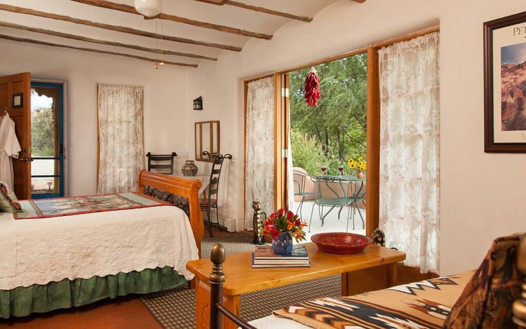 A room at Casa Escondida with a private patio: perfect for romantic getaways in New Mexico!